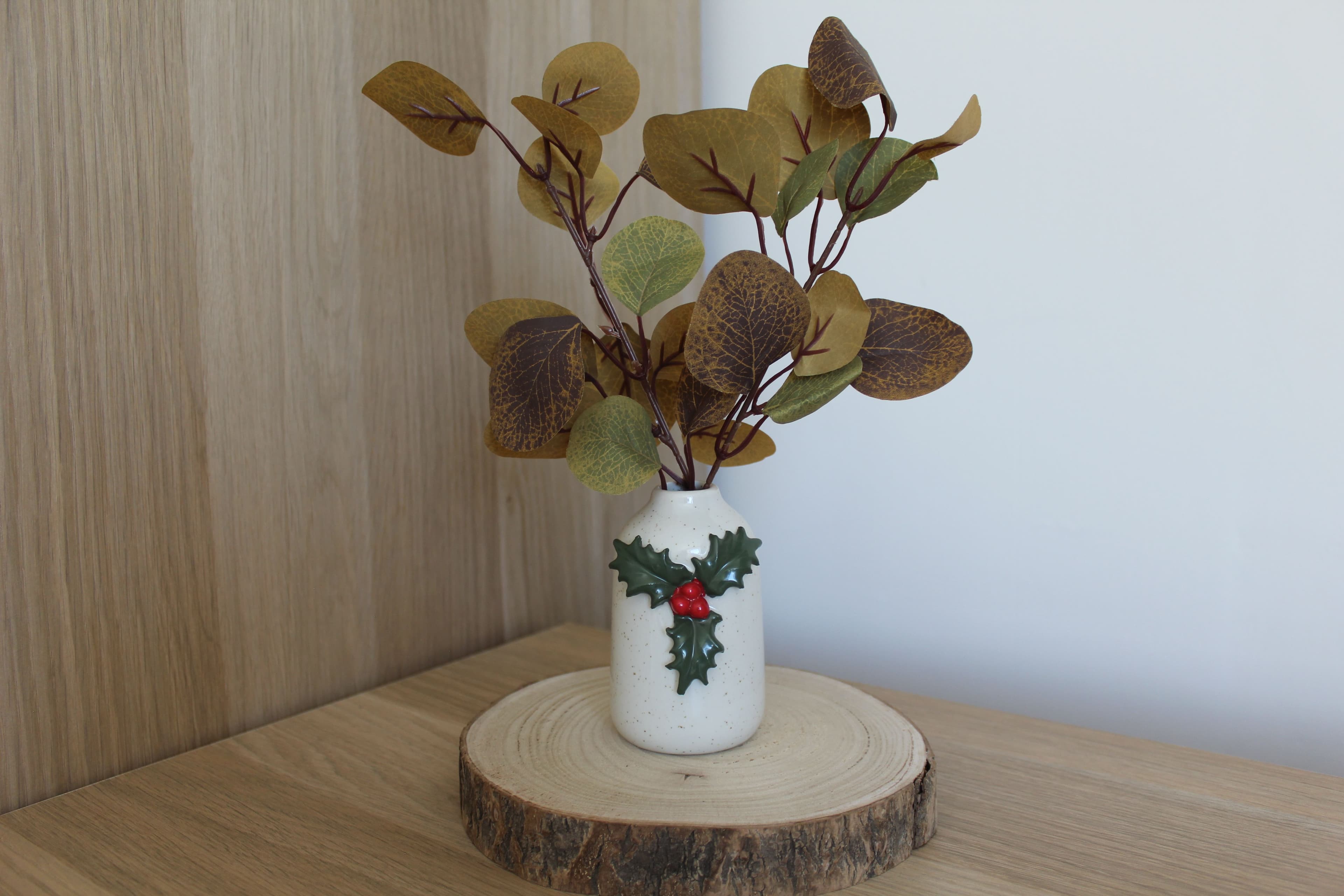 White Jar with Holly Detailing