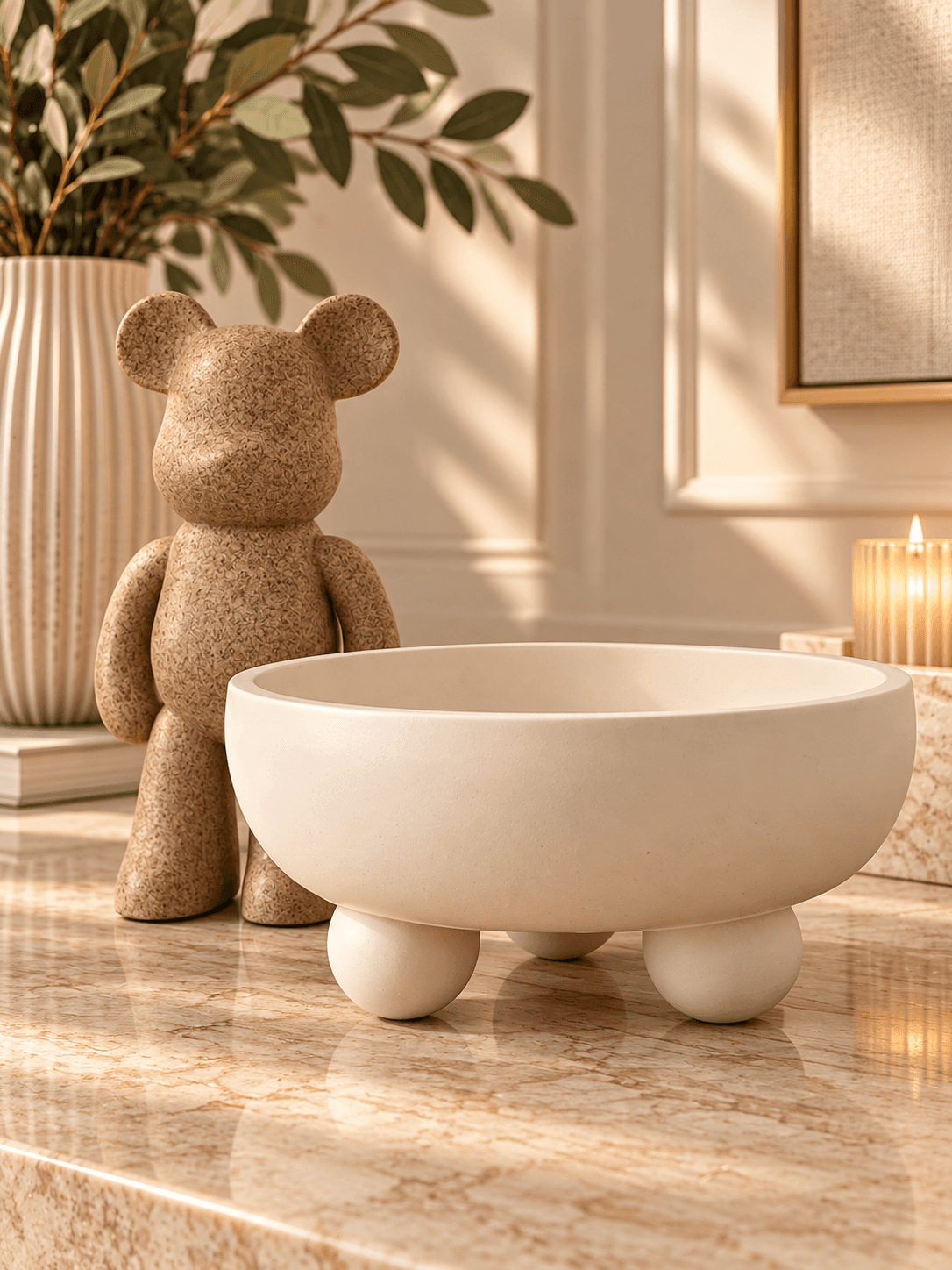 Pedestal Bowl Round - Bone White